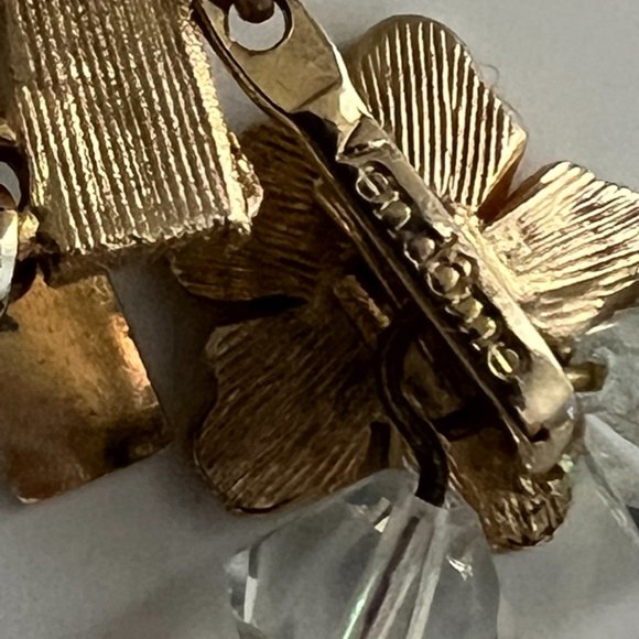 Vintage Vendome 3 Strand Faux Pearl AB Crystal Gold Filigree Necklace Earrings - Picture 12 of 15